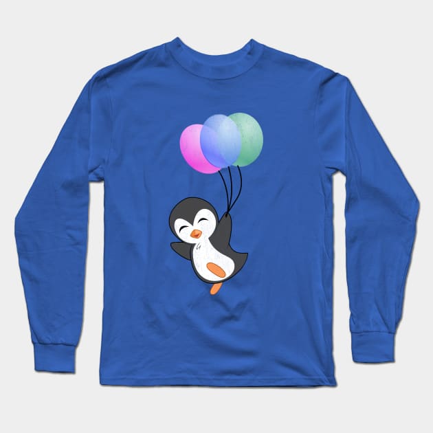 Cute Penguin with Balloons Long Sleeve T-Shirt by benhonda2